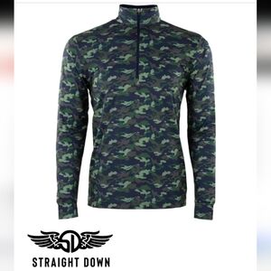 Straight Down Bunker Camouflage Quarter-Zip Golf Pullover Shirt Mens Size Large